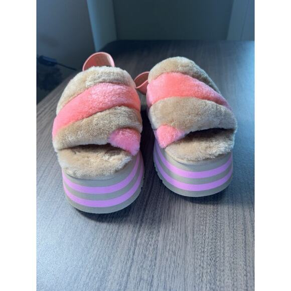 UGG Disco Stripe Slide Chestnut/Pink Rose Slipper Women's US size 8 NEW - Picture 2 of 7